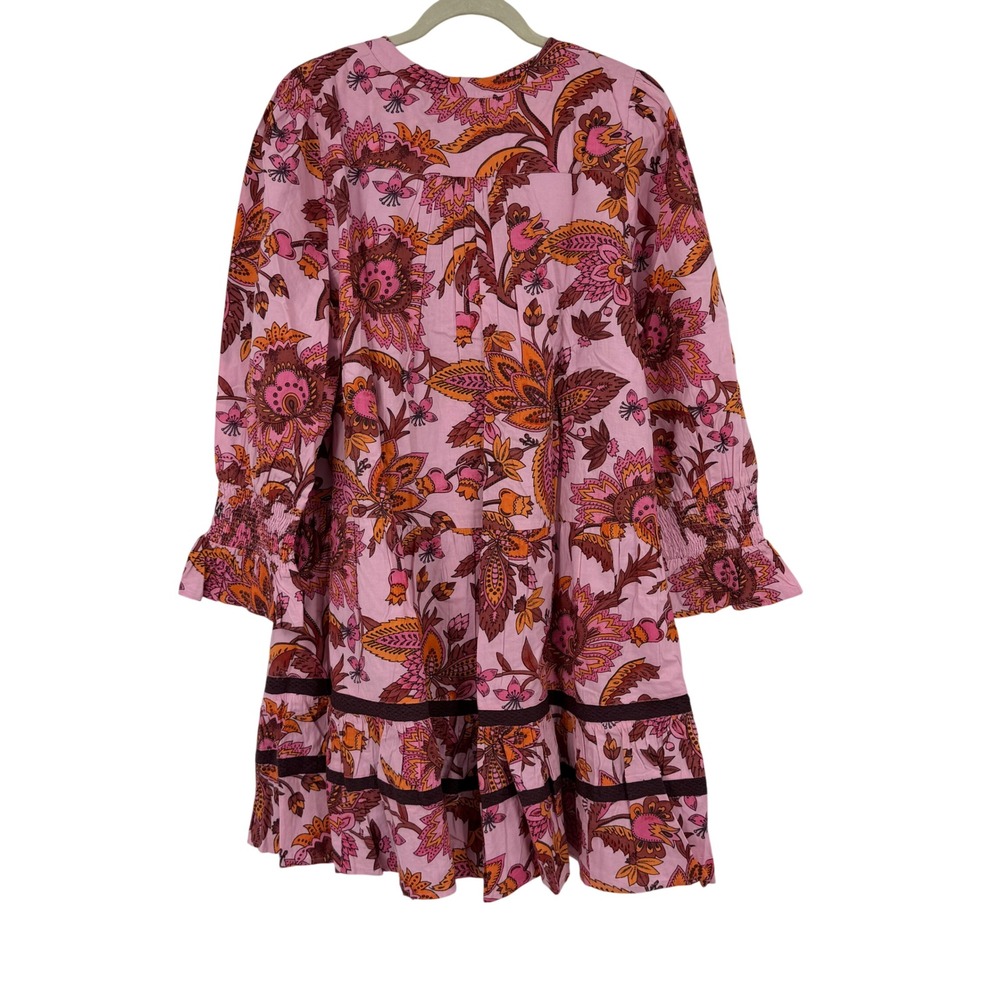 Tuckernuck Pink Ornate Chintz Dress XL Floral Tiered Mini Fairy Boho Indie NWT - Picture 3 of 9